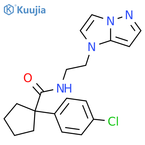 1-(4-chlorophenyl)-N-(2-{1H-pyrazolo[1,5-a]imidazol-1-yl}ethyl)cyclopentane-1-carboxamide structure