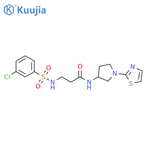 3-(3-chlorobenzenesulfonamido)-N-[1-(1,3-thiazol-2-yl)pyrrolidin-3-yl]propanamide structure