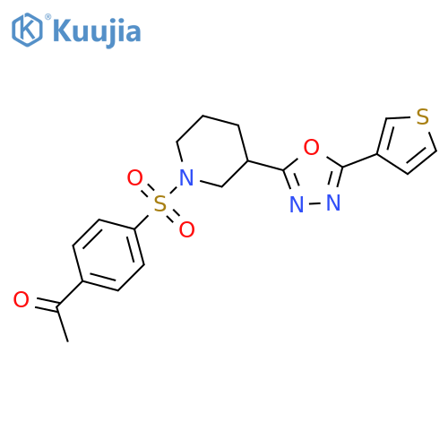 1-[4-({3-[5-(thiophen-3-yl)-1,3,4-oxadiazol-2-yl]piperidin-1-yl}sulfonyl)phenyl]ethan-1-one structure