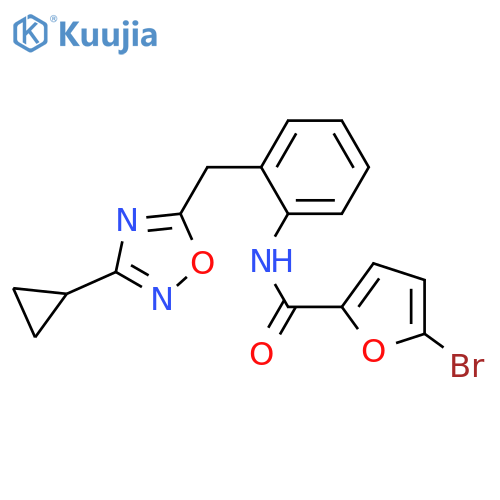 5-bromo-N-{2-[(3-cyclopropyl-1,2,4-oxadiazol-5-yl)methyl]phenyl}furan-2-carboxamide structure