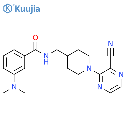 N-{[1-(3-cyanopyrazin-2-yl)piperidin-4-yl]methyl}-3-(dimethylamino)benzamide structure