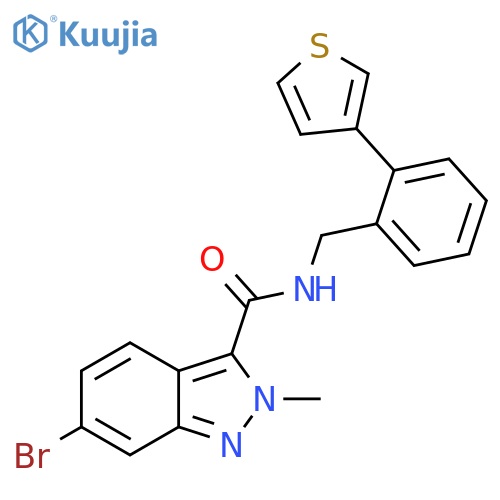6-bromo-2-methyl-N-(2-(thiophen-3-yl)benzyl)-2H-indazole-3-carboxamide structure