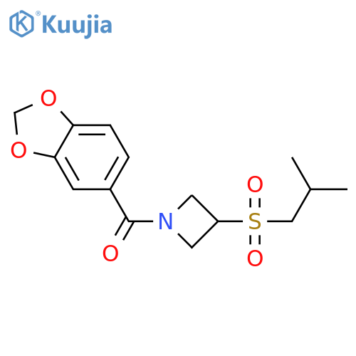 1-(2H-1,3-benzodioxole-5-carbonyl)-3-(2-methylpropanesulfonyl)azetidine structure