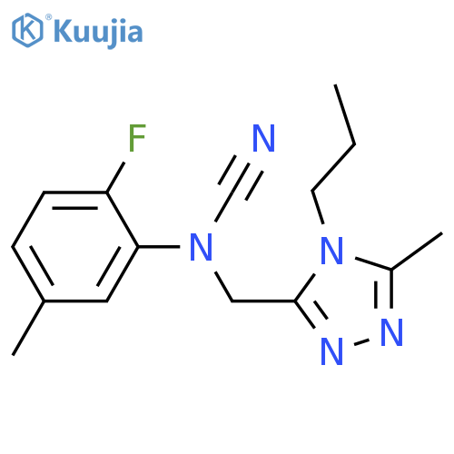 N-cyano-2-fluoro-5-methyl-N-[(5-methyl-4-propyl-4H-1,2,4-triazol-3-yl)methyl]aniline structure