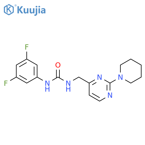 1-(3,5-difluorophenyl)-3-{[2-(piperidin-1-yl)pyrimidin-4-yl]methyl}urea structure