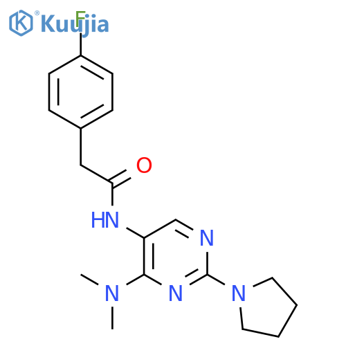N-[4-(dimethylamino)-2-(pyrrolidin-1-yl)pyrimidin-5-yl]-2-(4-fluorophenyl)acetamide structure