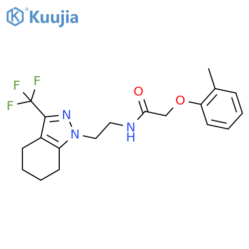 2-(2-methylphenoxy)-N-{2-[3-(trifluoromethyl)-4,5,6,7-tetrahydro-1H-indazol-1-yl]ethyl}acetamide structure