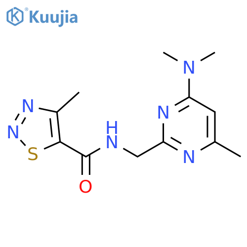 N-{[4-(dimethylamino)-6-methylpyrimidin-2-yl]methyl}-4-methyl-1,2,3-thiadiazole-5-carboxamide structure