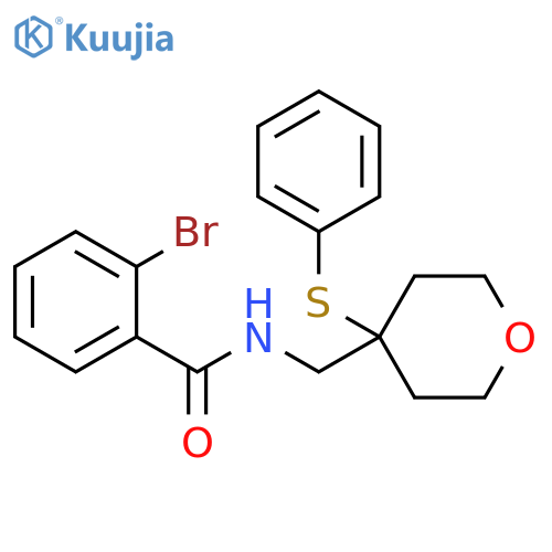 2-bromo-N-{[4-(phenylsulfanyl)oxan-4-yl]methyl}benzamide structure