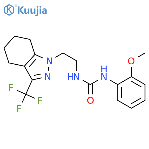1-(2-methoxyphenyl)-3-{2-[3-(trifluoromethyl)-4,5,6,7-tetrahydro-1H-indazol-1-yl]ethyl}urea structure