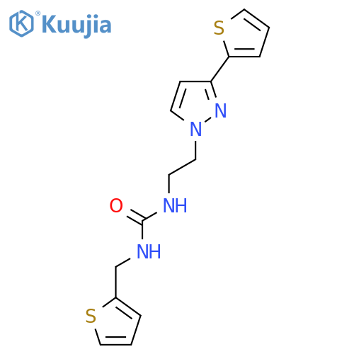 3-{2-3-(thiophen-2-yl)-1H-pyrazol-1-ylethyl}-1-(thiophen-2-yl)methylurea structure