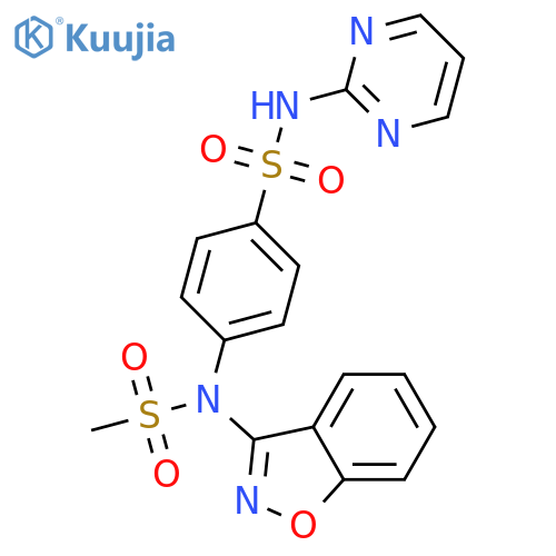 4-(1,2-benzoxazol-3-ylmethylsulfonylamino)-N-pyrimidin-2-ylbenzenesulfonamide structure