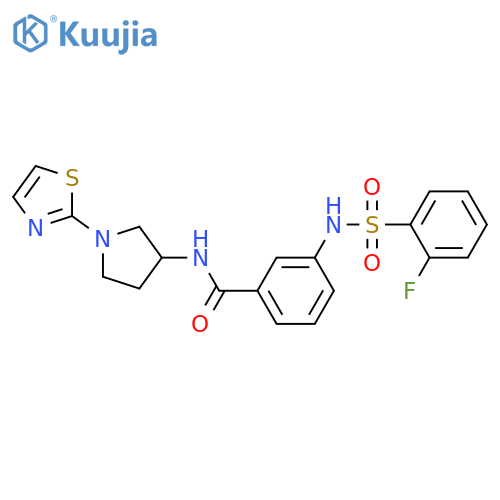 3-(2-fluorobenzenesulfonamido)-N-[1-(1,3-thiazol-2-yl)pyrrolidin-3-yl]benzamide structure