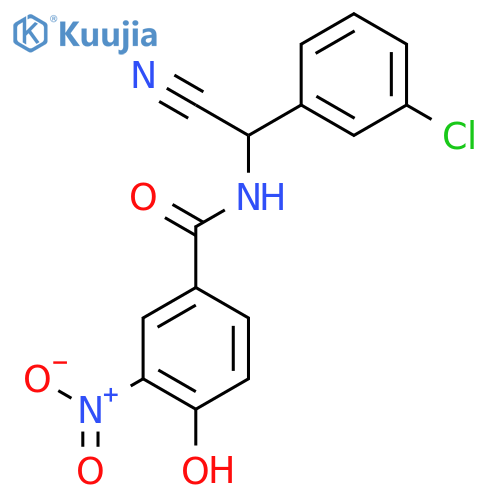 N-[(3-chlorophenyl)(cyano)methyl]-4-hydroxy-3-nitrobenzamide structure