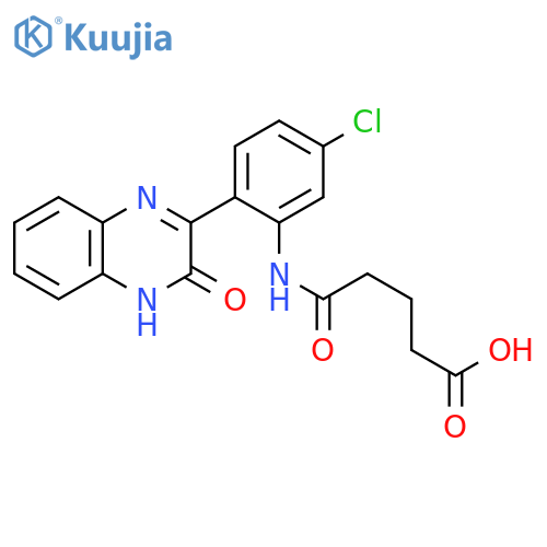4-{[5-chloro-2-(3-oxo-3,4-dihydroquinoxalin-2-yl)phenyl]carbamoyl}butanoic acid structure