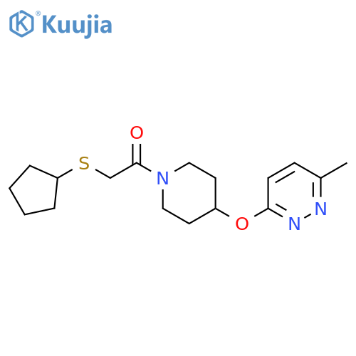 2-(cyclopentylsulfanyl)-1-{4-[(6-methylpyridazin-3-yl)oxy]piperidin-1-yl}ethan-1-one structure