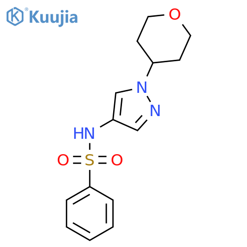N-(1-(tetrahydro-2H-pyran-4-yl)-1H-pyrazol-4-yl)benzenesulfonamide structure