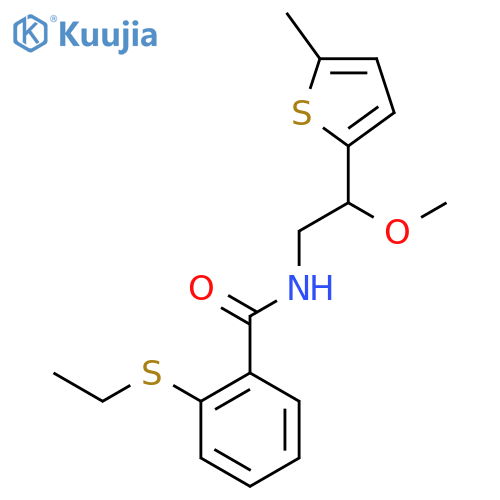 2-(ethylthio)-N-(2-methoxy-2-(5-methylthiophen-2-yl)ethyl)benzamide structure