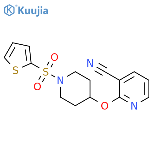 2-{[1-(thiophene-2-sulfonyl)piperidin-4-yl]oxy}pyridine-3-carbonitrile structure