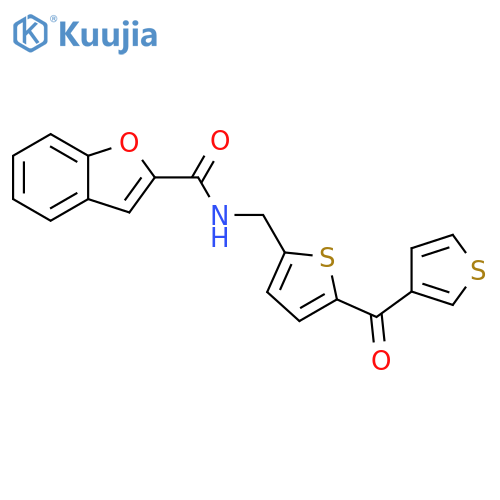 N-{[5-(thiophene-3-carbonyl)thiophen-2-yl]methyl}-1-benzofuran-2-carboxamide structure