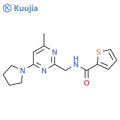 N-{4-methyl-6-(pyrrolidin-1-yl)pyrimidin-2-ylmethyl}thiophene-2-carboxamide structure