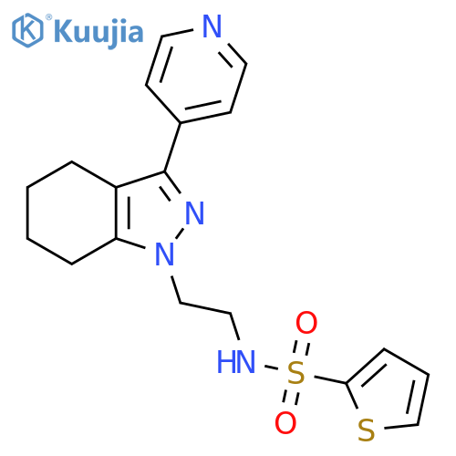 N-{2-[3-(pyridin-4-yl)-4,5,6,7-tetrahydro-1H-indazol-1-yl]ethyl}thiophene-2-sulfonamide structure