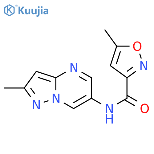 5-methyl-N-{2-methylpyrazolo[1,5-a]pyrimidin-6-yl}-1,2-oxazole-3-carboxamide structure