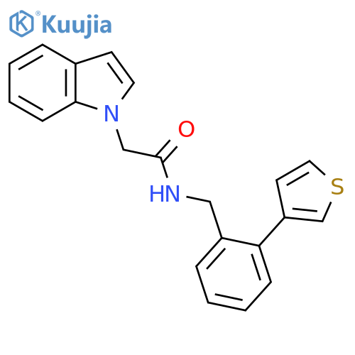 2-(1H-indol-1-yl)-N-(2-(thiophen-3-yl)benzyl)acetamide structure