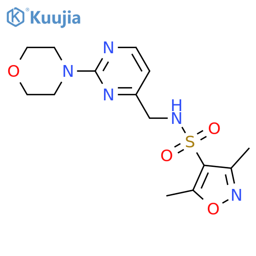3,5-dimethyl-N-{[2-(morpholin-4-yl)pyrimidin-4-yl]methyl}-1,2-oxazole-4-sulfonamide structure