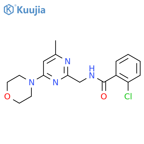 2-chloro-N-{4-methyl-6-(morpholin-4-yl)pyrimidin-2-ylmethyl}benzamide structure