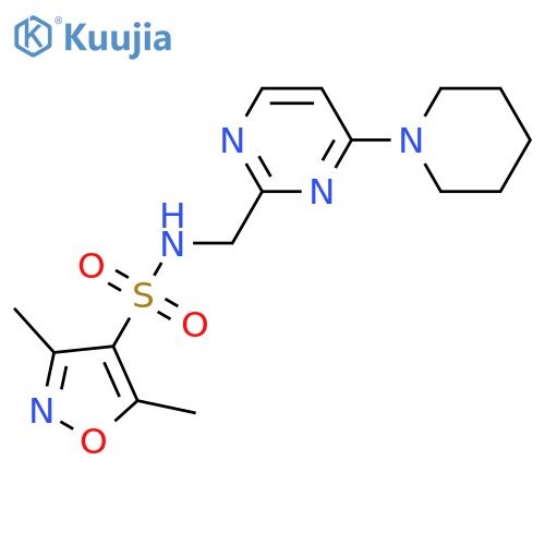 3,5-dimethyl-N-{[4-(piperidin-1-yl)pyrimidin-2-yl]methyl}-1,2-oxazole-4-sulfonamide structure