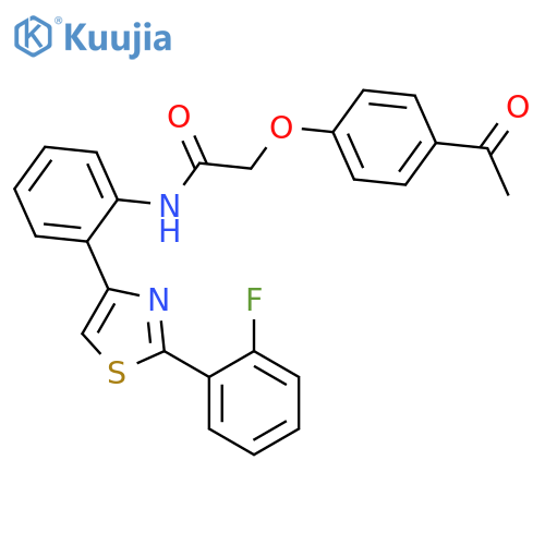 2-(4-acetylphenoxy)-N-[2-[2-(2-fluorophenyl)-1,3-thiazol-4-yl]phenyl]acetamide structure