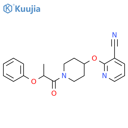 2-{[1-(2-phenoxypropanoyl)piperidin-4-yl]oxy}pyridine-3-carbonitrile structure