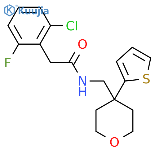2-(2-chloro-6-fluorophenyl)-N-{4-(thiophen-2-yl)oxan-4-ylmethyl}acetamide structure