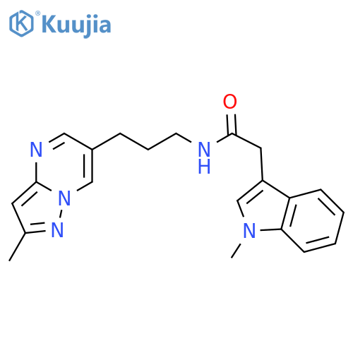 2-(1-methylindol-3-yl)-N-[3-(2-methylpyrazolo[1,5-a]pyrimidin-6-yl)propyl]acetamide structure