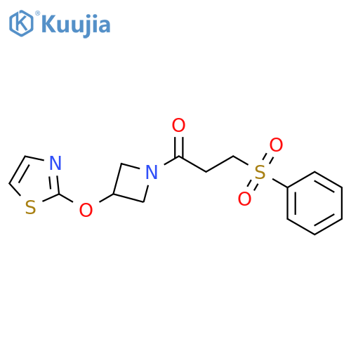 3-(benzenesulfonyl)-1-[3-(1,3-thiazol-2-yloxy)azetidin-1-yl]propan-1-one structure