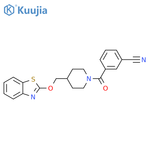 3-{4-[(1,3-benzothiazol-2-yloxy)methyl]piperidine-1-carbonyl}benzonitrile structure
