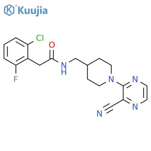 2-(2-chloro-6-fluorophenyl)-N-{[1-(3-cyanopyrazin-2-yl)piperidin-4-yl]methyl}acetamide structure