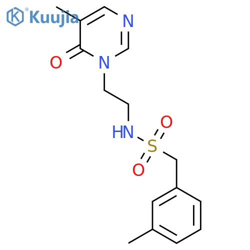N-2-(5-methyl-6-oxo-1,6-dihydropyrimidin-1-yl)ethyl-1-(3-methylphenyl)methanesulfonamide structure