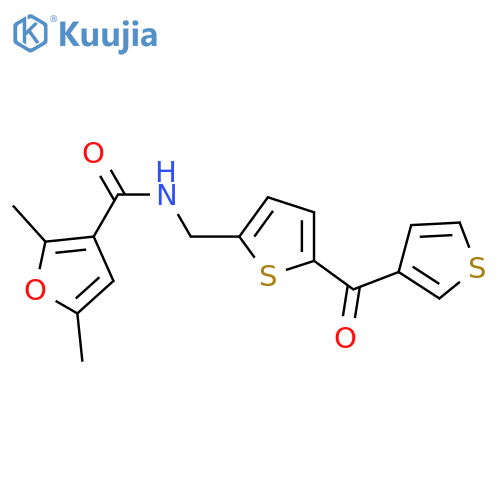 2,5-dimethyl-N-{[5-(thiophene-3-carbonyl)thiophen-2-yl]methyl}furan-3-carboxamide structure