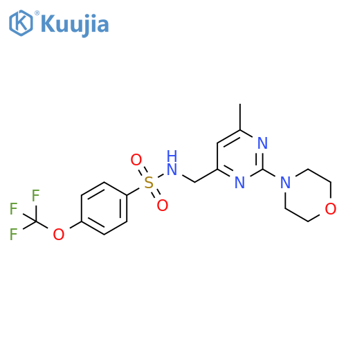 N-{[6-methyl-2-(morpholin-4-yl)pyrimidin-4-yl]methyl}-4-(trifluoromethoxy)benzene-1-sulfonamide structure