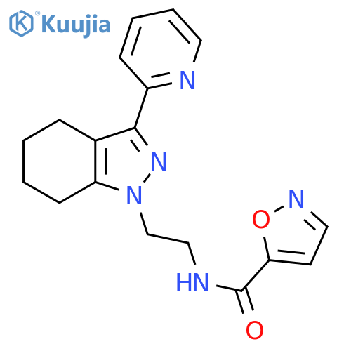 N-{2-[3-(pyridin-2-yl)-4,5,6,7-tetrahydro-1H-indazol-1-yl]ethyl}-1,2-oxazole-5-carboxamide structure