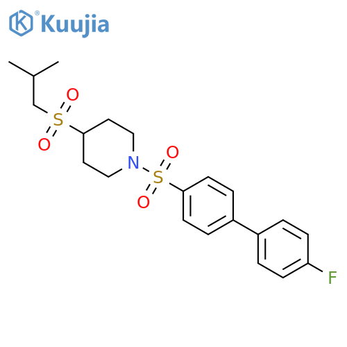 1-({4'-fluoro-[1,1'-biphenyl]-4-yl}sulfonyl)-4-(2-methylpropanesulfonyl)piperidine structure