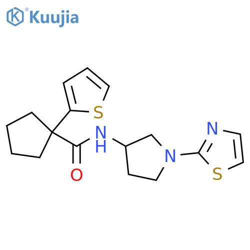 N-[1-(1,3-thiazol-2-yl)pyrrolidin-3-yl]-1-(thiophen-2-yl)cyclopentane-1-carboxamide structure