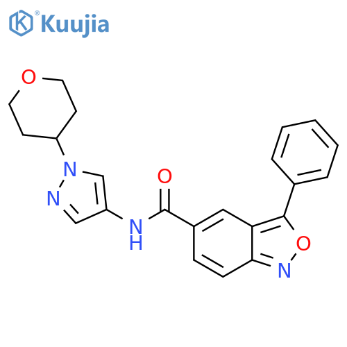 3-phenyl-N-(1-(tetrahydro-2H-pyran-4-yl)-1H-pyrazol-4-yl)benzo[c]isoxazole-5-carboxamide structure