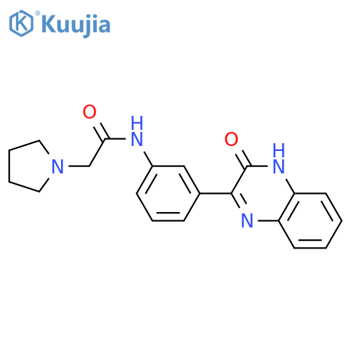 N-[3-(3-hydroxyquinoxalin-2-yl)phenyl]-2-(pyrrolidin-1-yl)acetamide structure