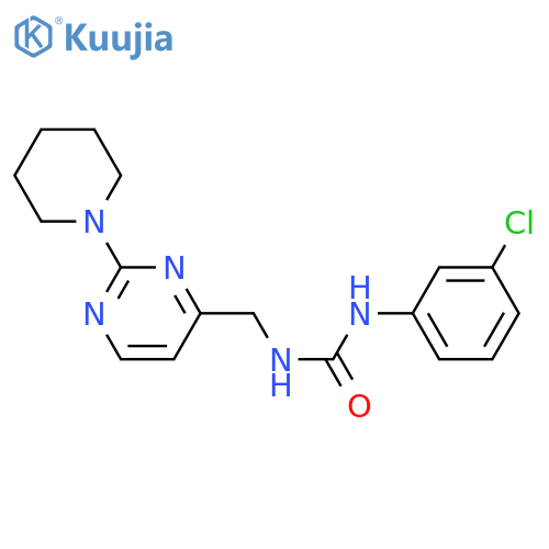 1-(3-chlorophenyl)-3-{[2-(piperidin-1-yl)pyrimidin-4-yl]methyl}urea structure