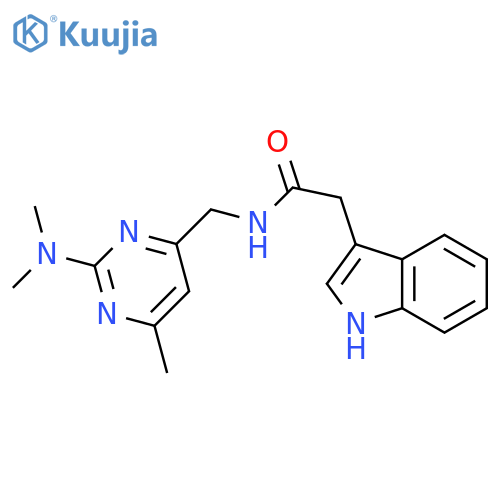 N-{[2-(dimethylamino)-6-methylpyrimidin-4-yl]methyl}-2-(1H-indol-3-yl)acetamide structure