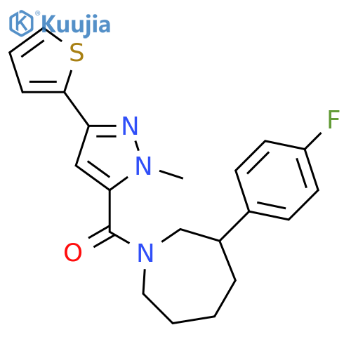 [3-(4-fluorophenyl)azepan-1-yl]-(2-methyl-5-thiophen-2-ylpyrazol-3-yl)methanone structure