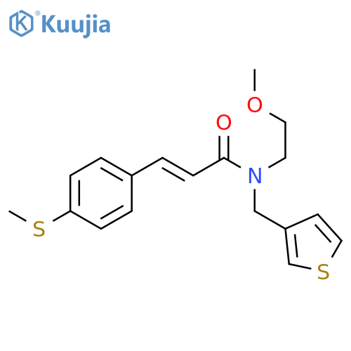 (2E)-N-(2-methoxyethyl)-3-[4-(methylsulfanyl)phenyl]-N-[(thiophen-3-yl)methyl]prop-2-enamide structure
